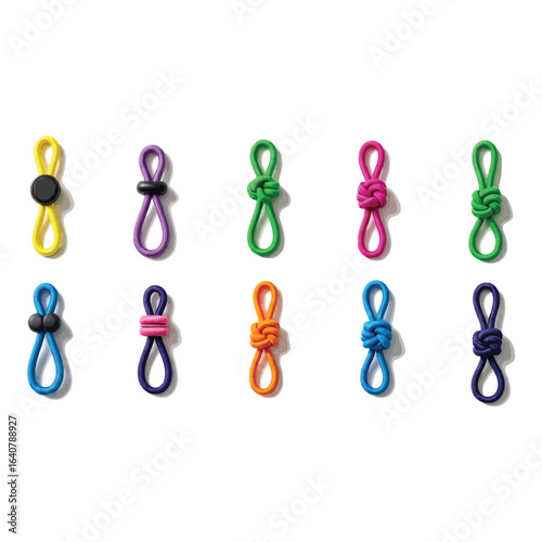 Vector art of colorful elastic cord stoppers isolated on white background