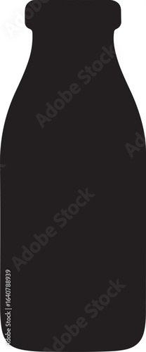Silhouette of a milk bottle, symbolizing dairy, fresh milk, nutrition, farm, and healthy beverage.