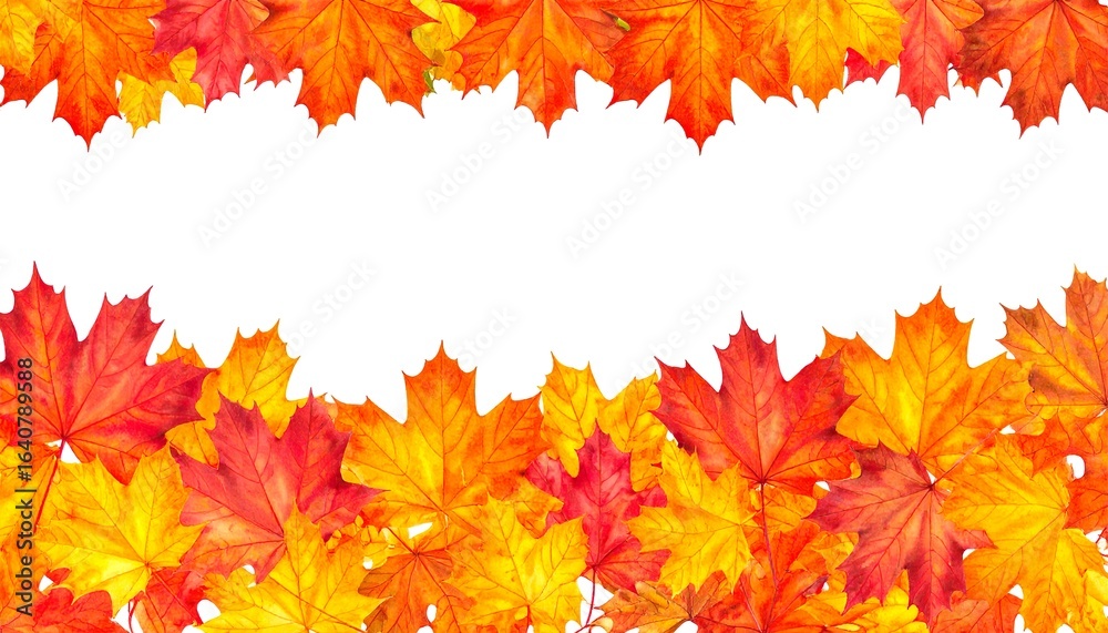 Fototapeta premium High Resolution Autumn Leaves Border on White Background