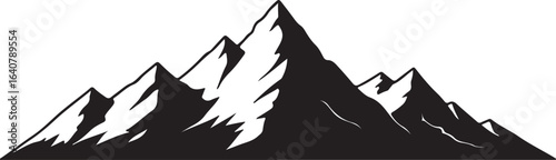 Minimal mountain peaks logo silhouette image.