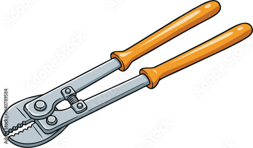 Cartoon Illustration of Metal Cable Cutters with Orange Handles