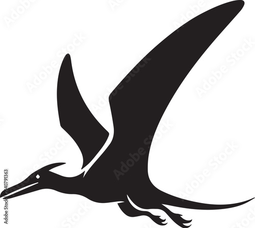 Flying Pteranodon dinosaur bird Silhouette Vector