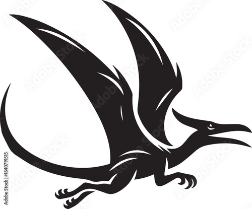 Flying Pteranodon dinosaur bird Silhouette Vector