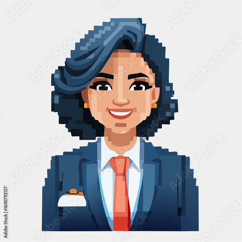 Retro Pixel Art Female News Anchor - 8bit TV Reporter at Broadcasting Desk