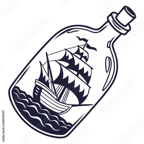 Emblem of Exploration Ship in a Bottle
