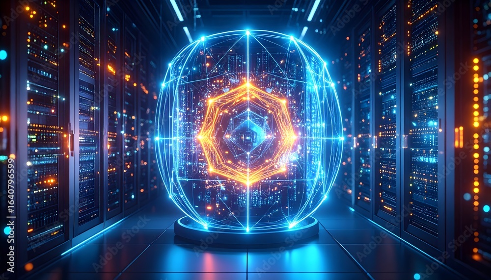 Obraz premium Futuristic quantum computer core