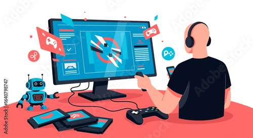 Immersive Virtual Reality Experience With Robot Companion And Gaming Peripherals