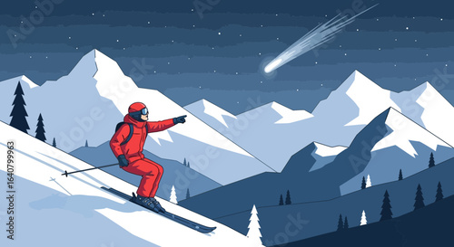 Nighttime Skiing Adventure With Witnessing a Celestial Event in Mountain Range
