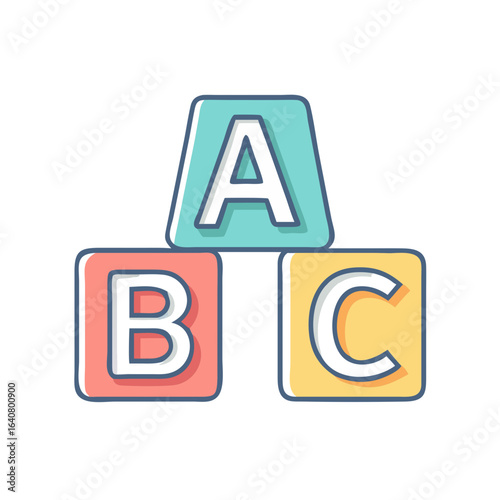Colorful ABC building blocks stacked to teach the alphabet to children