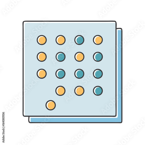 Cute braille board representation with blue and yellow dots in systematic design