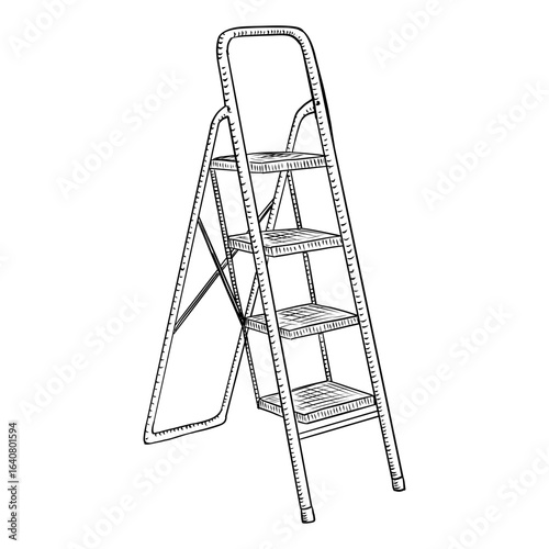 Hand Drawn Sketch of Folding Step Ladder Vector Illustration