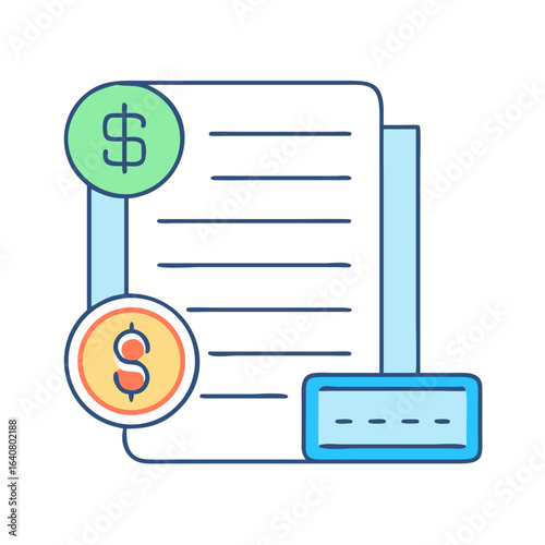 Illustration of financial report or budget analysis, including payments and income