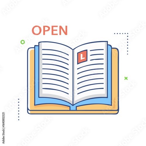 Stylized Image of an Open Book with a Driving Learning Symbol