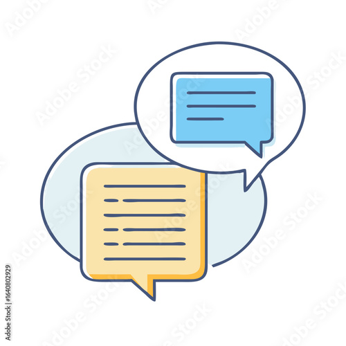 Illustrative representation of textual communication and information exchange in chat bubbles
