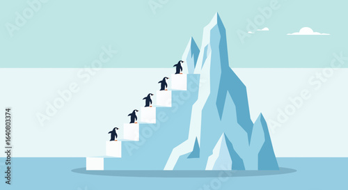 Penguins Scaling an Iceberg Success Journey, A Metaphor for Achieving Goals Together