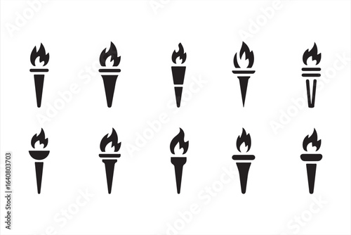 Olympic Torch and Flame Icons for Victory and Inspiration