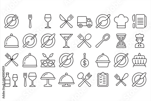 Food and drink icons for restaurant, catering, and hospitality websites