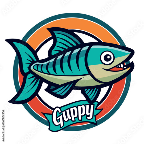 Colorful guppy illustration in a stylized design showcasing aquatic life and vibrant colors