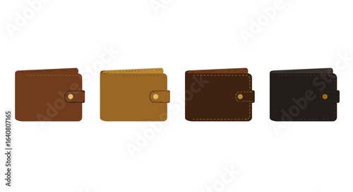 Set of classic leather wallets in various earth tones and styles