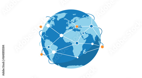 Global network concept with connected lines and nodes on earth