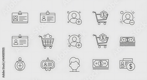 Wallpaper Mural Shopping and business line icons on white background Torontodigital.ca