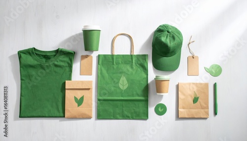 Green Corporate Merchandise Mockup with Logo