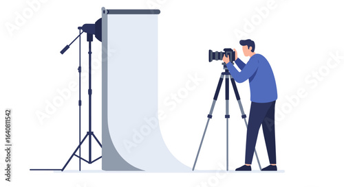 Photographer setting up studio equipment for a perfect shot