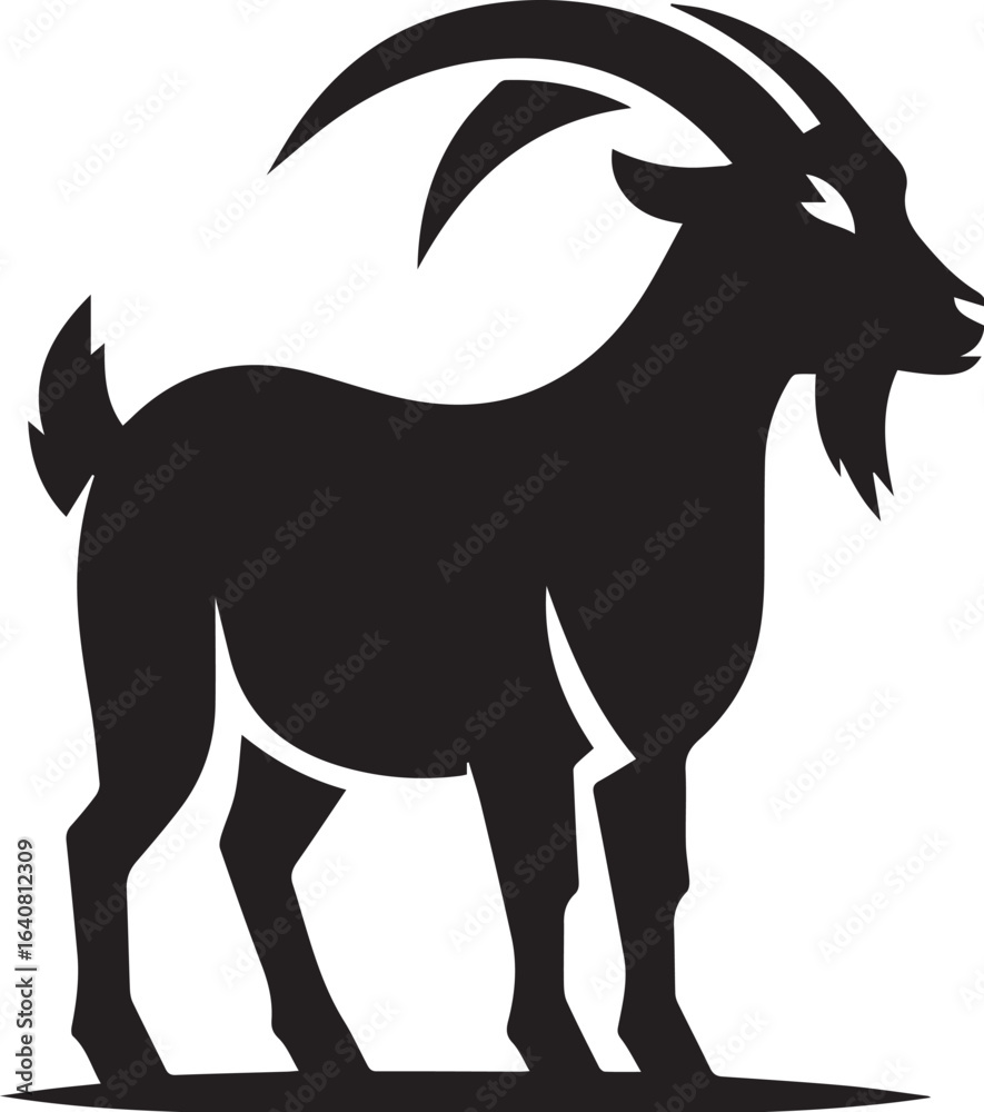 Fototapeta premium Goat silhouette, vector illustration