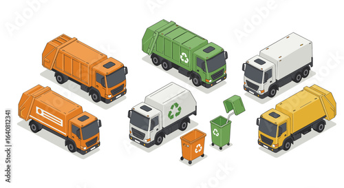 Recycling and waste management trucks: isometric design of eco-friendly collection vehicles