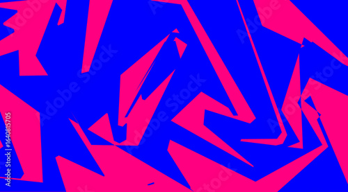 Vibrant abstract geometric pattern with sharp angles in electric blue and hot pink