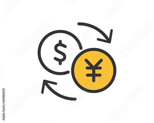 ドルと円の両替アイコン ベクターイラスト | ベクター素材 編集可能 SVG