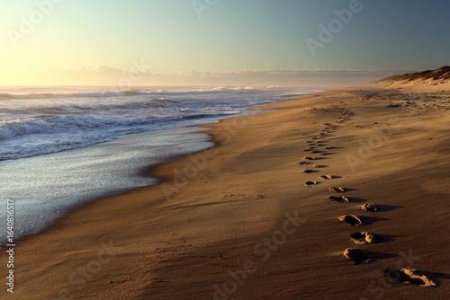 Sunrise beach footprints