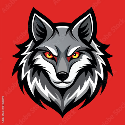 Detailed wolf illustration with piercing eyes on a vibrant background