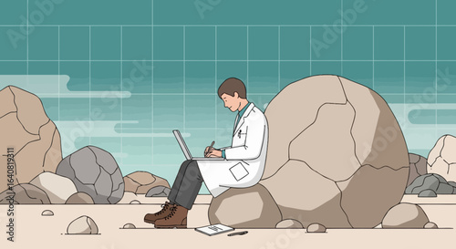 Scientist Working In The Field A Professional Engaged In Remote Environmental Research