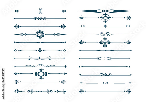 Set of hand drawn vector line border. 
Doodle design underline pencil strokes, drawing dividers. Lines, borders, Geometric vintage fashion collection.
