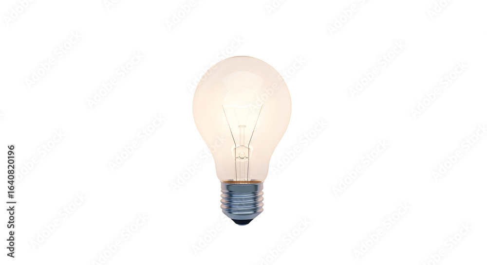 Fototapeta premium Light Bulb Glows Brightly on Transparent Background
