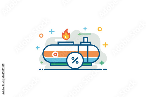 Fuel tank with profit percentage symbol showing financial market trends