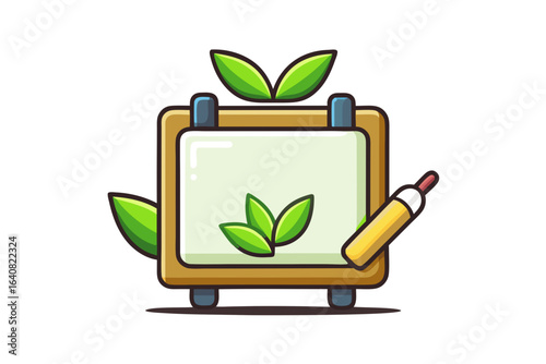 Whiteboard with leaf shaped marker and eco friendly erasable surface