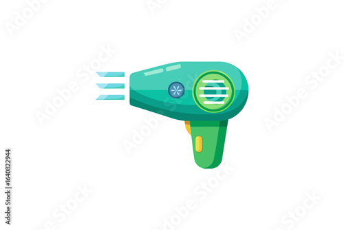 plastic hair dryer with green airflow and digital display