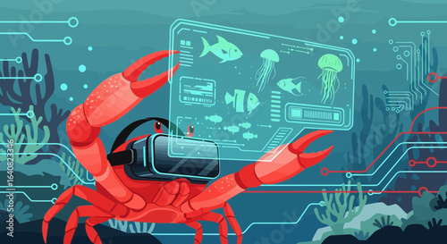Underwater Vision The Crab Explores Virtual Reality Simulation Of Marine Ecosystems