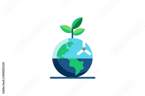 globe with plant growing from one continent symbol
