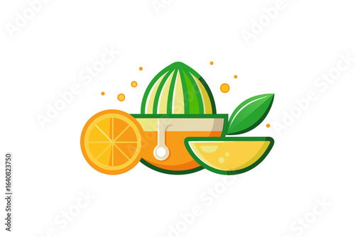 organic juicer with citrus fruit half green design