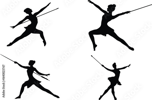 Majorettes, Baton Twirling, Silhouettes EPS
