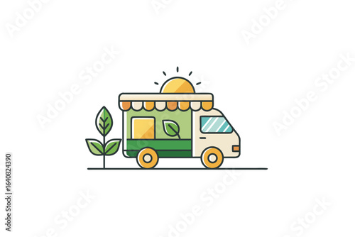 solar powered food truck with sun plant elements eco energy