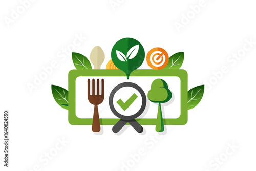 sustainable restaurant signboard with fork spoon icon design