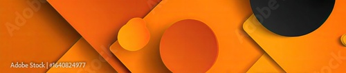 Abstract geometric shapes in overlapping orange and black