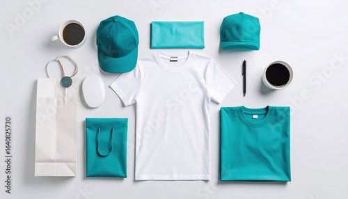 White and Teal Corporate Merchandise Mockup