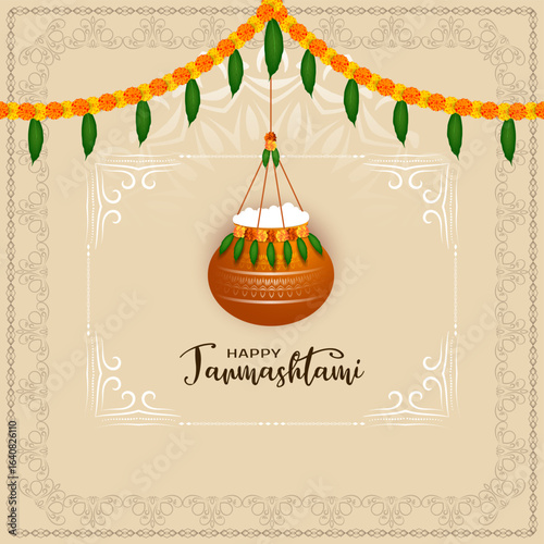 Happy Janmashtami festival religious greeting background design