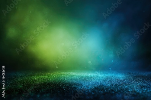 Dark, vibrant,  blurry background with neon green and blue light