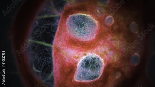 The amazing world of microbiology. Different bacteria, microbes and single-celled microorganisms are visible through a microscope. High-quality video
